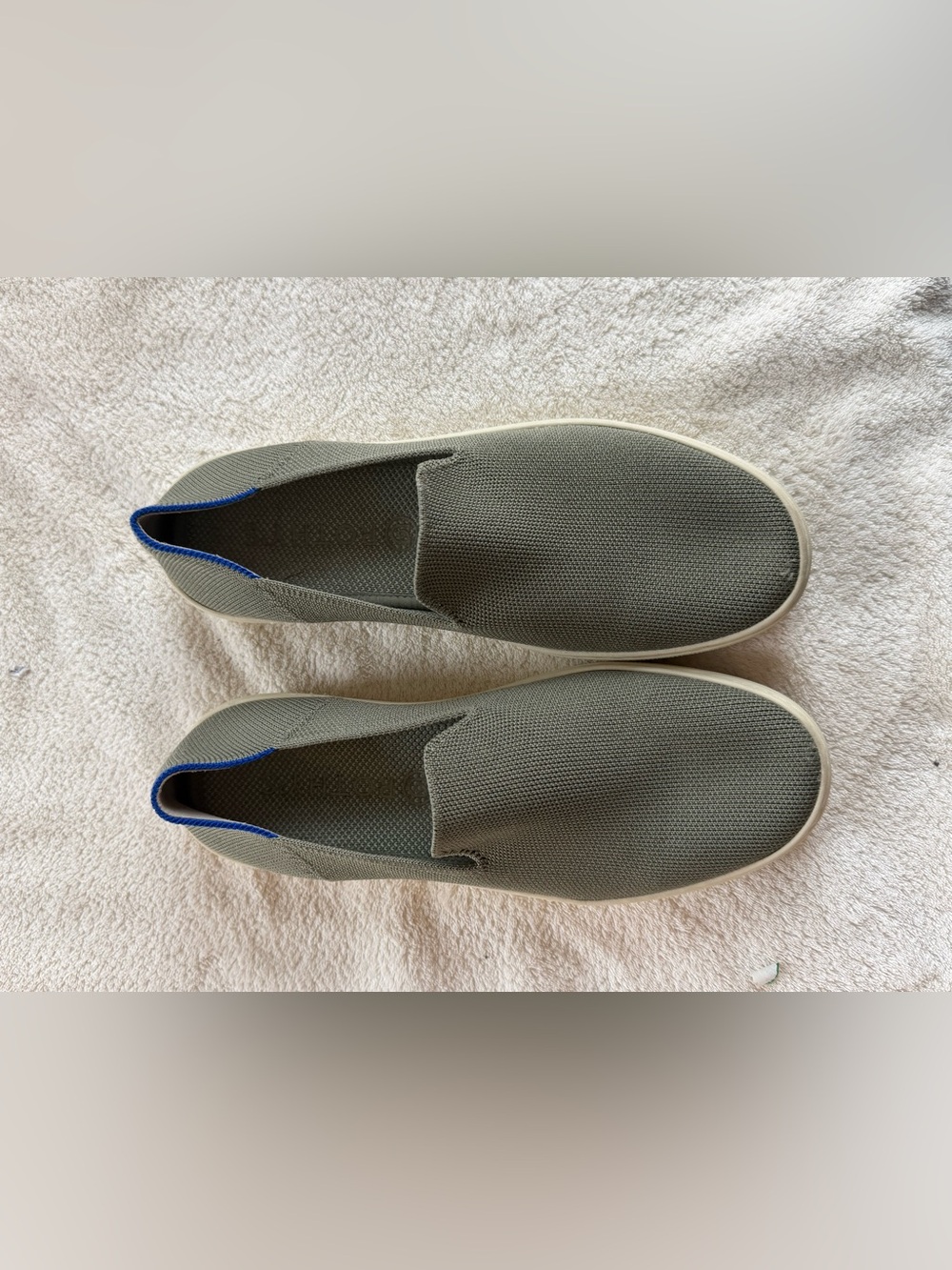 Rothy's Women's Slip-On Espadrilles - Olive with Blue Trim